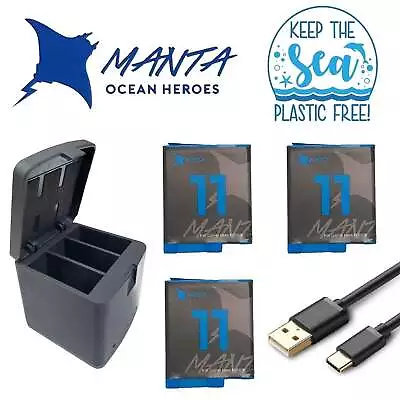 MANTA AUSSIE GoPro Battery Charger Kit HERO11 10 9 8 7 6 5 4 3+ HERO Black Set • $101.95