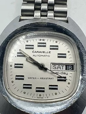 Caravelle Automatic TV Dial Day Date Automatic Vintage Wristwatch N5 RUNS • $45