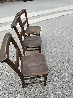 Classic 1930’s Vintage Elm & Beech Church Chapel Chairs From Northop Hall • £45