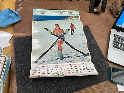 Vintage 1971 Calendar Wooten Auto Parts Winston Salem NC Ski Girl • $14.25