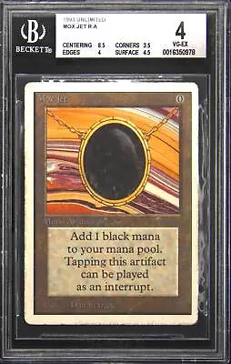 1993 Magic: The Gathering Unlimited Mox Jet Rare Magic: The Gathering Card BGS 4 • $2500