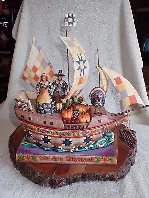 Jim Shore Seeking Hope Bounty Joy Pilgrim Ship NIB ARTIST SIGNED Thanksgiving • $124.95