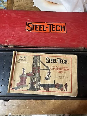 Rare 1929 STEEL-TECH Gilbert Erector Set No  77 Possibly One Year  Only • $250