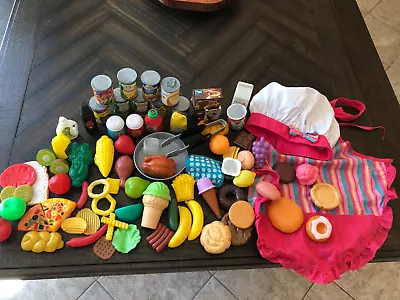 Play Food Lot: 80 Pcs.  Canned Goods Meats Junk Food W/apron & Hat • $17