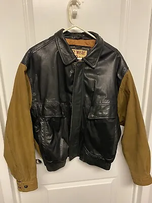 Vintage 80s U2 Wear Me Out Men’s M Brown And Black Leather Jacket • $60