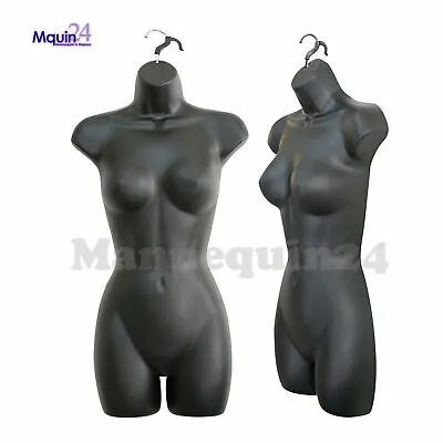 $39.35 • Buy One Mannequin Female Black Torso With Hanger - Plastic Hanging Dress Form 