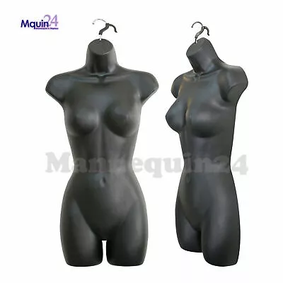 One Mannequin Female Black Torso With Hanger - Plastic Hanging Dress Form  • $39.35