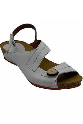 Sergio Tomani Leather Wedge Sandals Ada Blanco • $54.99