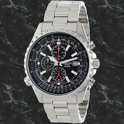 Casio EF527D-1A Edifice Men's Chronograph Watch Black Dial 100M Stainless Steel • $219.95