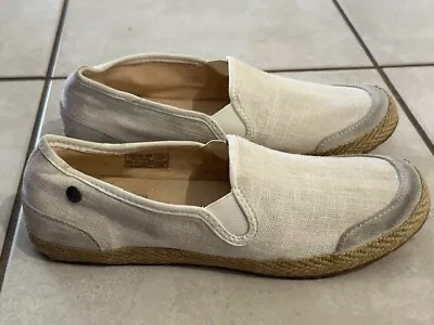 Ugg Delizah Womens Size 6.5 Beige Canvas Slip On Shoes 1002886 F10013L Off White • $35.99