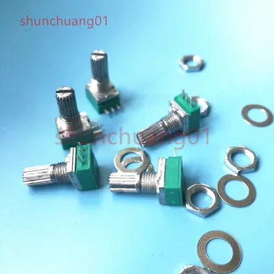 5Pcs RV097  Seal Potentiometers 15MM Shaft 3 Pins B1K~B500K B10K B100K B50K • £2.16