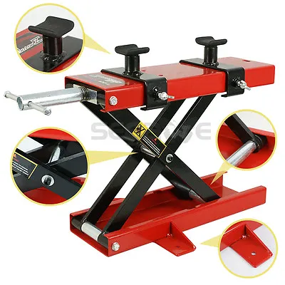 1100LB Red Motorcycle Jack Lift Hoist Stand Scissor Bike Scooter Stand Operation • $52.58