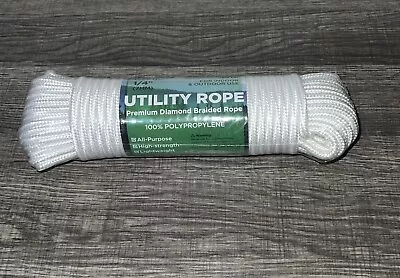 TECEUM Rope White 90 Feet X1/4  (7mm) Strong All-Purpose Utility Rope New Sealed • $12.99