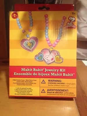 Makit Bakit Peanuts Schulz Snoopy & Woodstock Heart Necklaces Jewelry Kit 2 Kits • $6.99