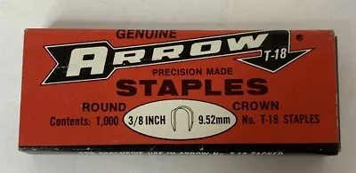 Genuine Arrow Staples 3/8” Round Crown - New Old Stock - 1000 Staples • $8.78