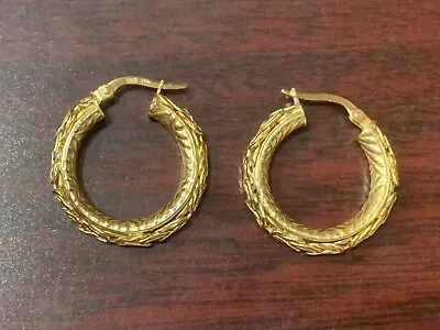 14K Yellow Gold Byzantine Hoop Earrings 3.9 Gr. • $269