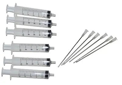 6 Pcs 10ml Syringe & 6 XTRA LONG 4  Blunt Needles For Ink Cartridge & CIS Refill • $8.98