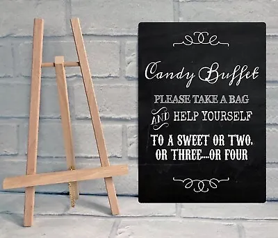 £9.95 • Buy A4 Metal Candy Buffet Sweet Cart Jar Stall Table Sign Wedding Party With Easel