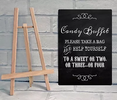 A4 Metal Candy Buffet Sweet Cart Jar Stall Table Sign Wedding Party With Easel • £9.95