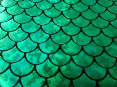 MERMAID Scale Fabric TWO YARDS X 60” Green Hologram Stretchy Spandex Material • $19.99