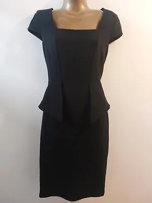 A Lovely Black Peplum Pencil Wiggle Dress L 14 Zara • $19.91