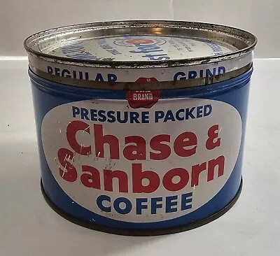 Vintage Empty Chase & Sanborn Coffee Regular Grind Tin Can Prop Display • $9