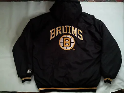 Vintage Starter Boston Bruins Full Zipp With Hood Winter  Jacket In Size Xl • $399.99