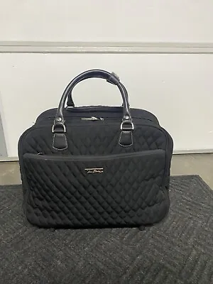 Vera Bradley Black Quilted Rolling Suitcase Carry On Work Laptop Bag READ • $69.50