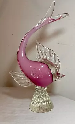 Vintage Hand Blown Murano Italian Art Studio Glass Pink Fish Sculpture Statue • $209.99