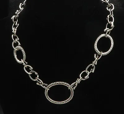 MICHAEL DAWKINS 925 Silver - Vintage Cobble Pattern Oval Chain Necklace - NE3481 • $299.95