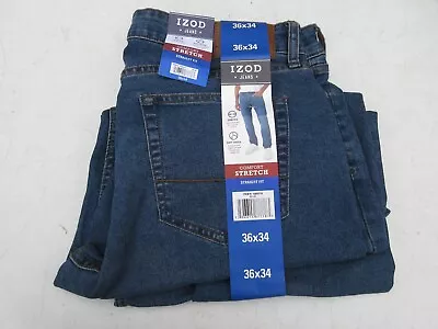 Izod Jeans Mens 36 X 34 Light Blue Denim Comfort Stretch Straight Fit • $22.85