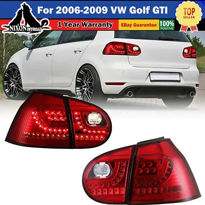 LED Tail Lights Brake Lamps For 2006-2009 VW Golf 5 GTI Rabbit Chrome Red PAIR • $180.99