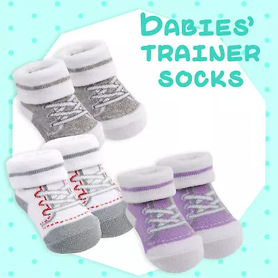£4.99 • Buy Baby Girls Boys Unisex Socks Booties Trainer Style Newborn Infant UK 0-12 Months