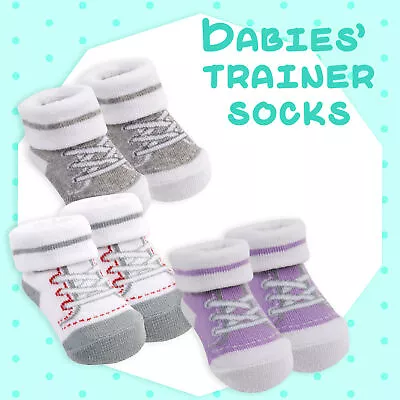 Baby Girls Boys Unisex Socks Booties Trainer Style Newborn Infant UK 0-12 Months • £4.99