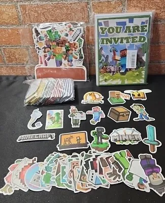 Lot Of Video Game Mine Craft Party Supplies Stickers Invitations & Decorations • $30