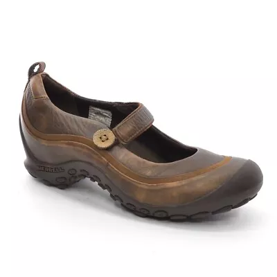 Womens Merrell Plaza Emme Mary Jane Clogs 6.5 M Brown Leather Wedge Heel Shoes • $34.99