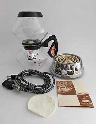 $150 • Buy Vintage General Electric Pyrex Glassware Vacuum Coffee Maker Rod & Filter/Unused