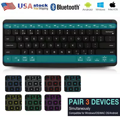 RGB Rechargeable Wireless Bluetooth Keyboard For MAC IOS Android PC IPad Tablet • $15.10