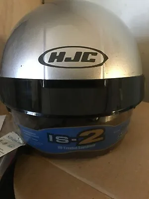 HJC IS-2 Silver Helmet With Inner Sun Shield FMVSS No. 218 Size Medium • $49.99