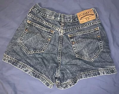 E5 Sz 24-25 BLUE JEAN SHORT SHORTS 90s Z CAVARICCI USA JUNIOR WOMENS HIGH WAIST • $15.10