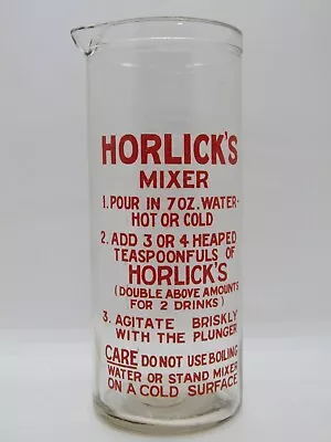 Vintage Glass Horlicks Mixer Jug/ Instructions No Plunger 8 / 1 Pint/ 20 Oz. VGC • £9.50