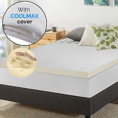 Orthopaedic Memory Foam Mattress Topper 1 - 4  Thick With Coolmax Zipped Cover • £39.99