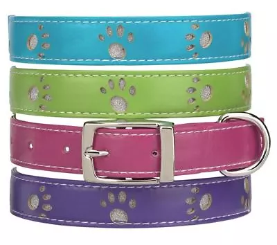 Zack Zoey Dog Collar Faux Leather  Paws Green Pink • $7.99