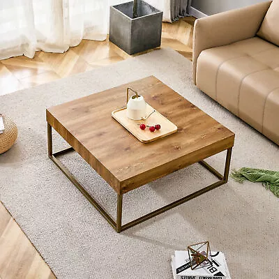 31.5  Square Coffee Table Modern Center Table Wooded Table Metal Leg Living Room • $139.99
