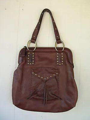 Via Spiga Brown Handbag Soft Supple Leather Large Boho Excellent • $31