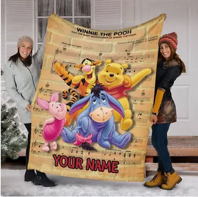 Personalized Pooh And Friends Music Note From The Many Adventures SOFA BLANKET • $60.99