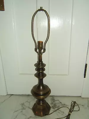Vintage LARGE LEVITON BRASS TABLE LAMP- 31.5” Tall-- Heavy--WORKS GREAT • $21