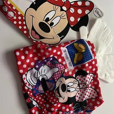 Minnie Mouse Snood Scarf + Gloves + Gift Mask - Warm Fleece -one Size NEW • £6.99