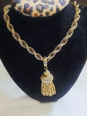 1960’s Monet Gold-tone Rope Chain Tassel ‘damita’ Necklace. Estate Sale  • $50