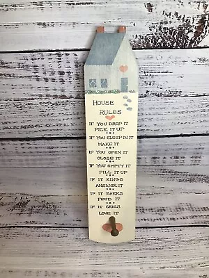 1988 PH Emterprises Key Holder Wooden Plaque Sign House Rules Vintage • $17.99